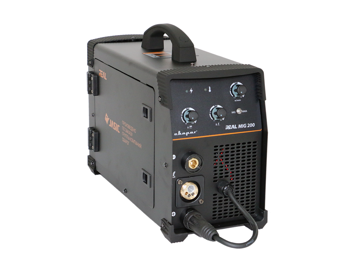 Сварочный полуавтомат инвертор MMA  REAL MIG 200 (N24002) BLACK (маска+краги)